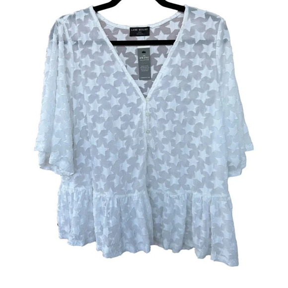 NWT Lane Bryant Women's Swing Collection Breezy Sheer Star Overshirt Size 22/24 - Picture 1 of 6